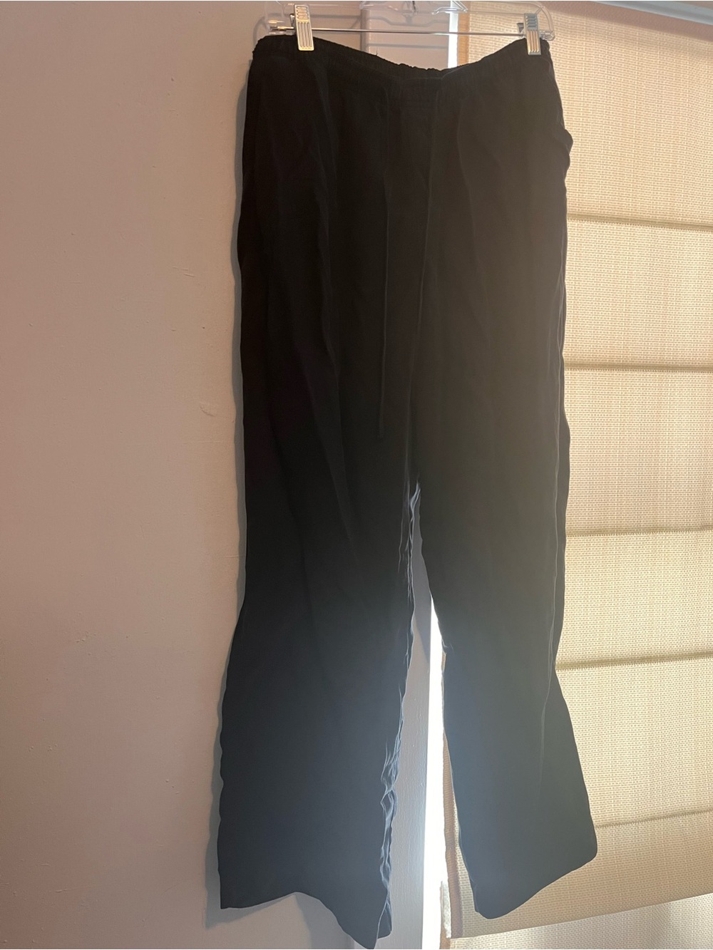 Black Straight-Leg Pants linen blend
